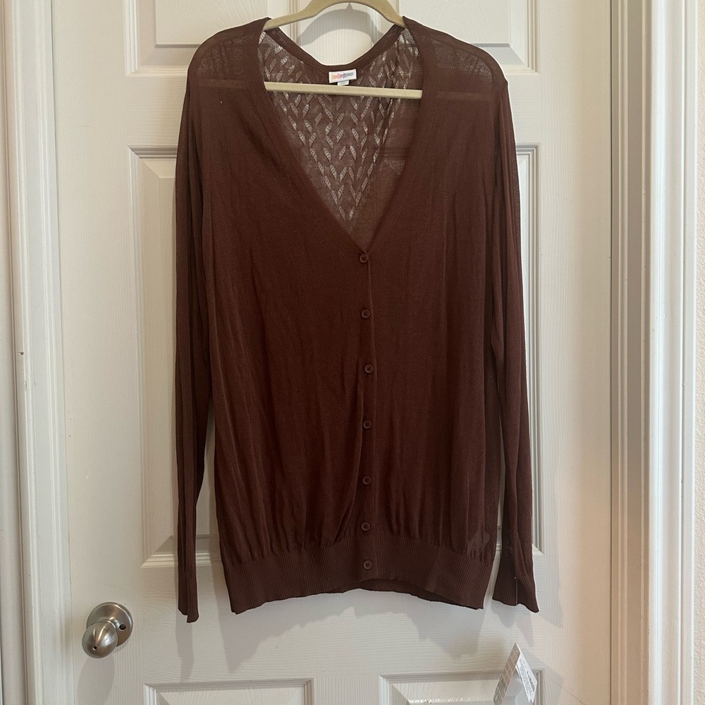 LuLaRoe Deep Brown V-Neck Cardigan